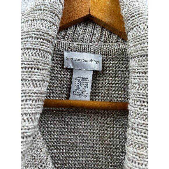 Soft Surroundings Cowl Neck Sleeveless Sweater Tunic Metallic Knit Gray Plus Siz - Picture 6 of 7